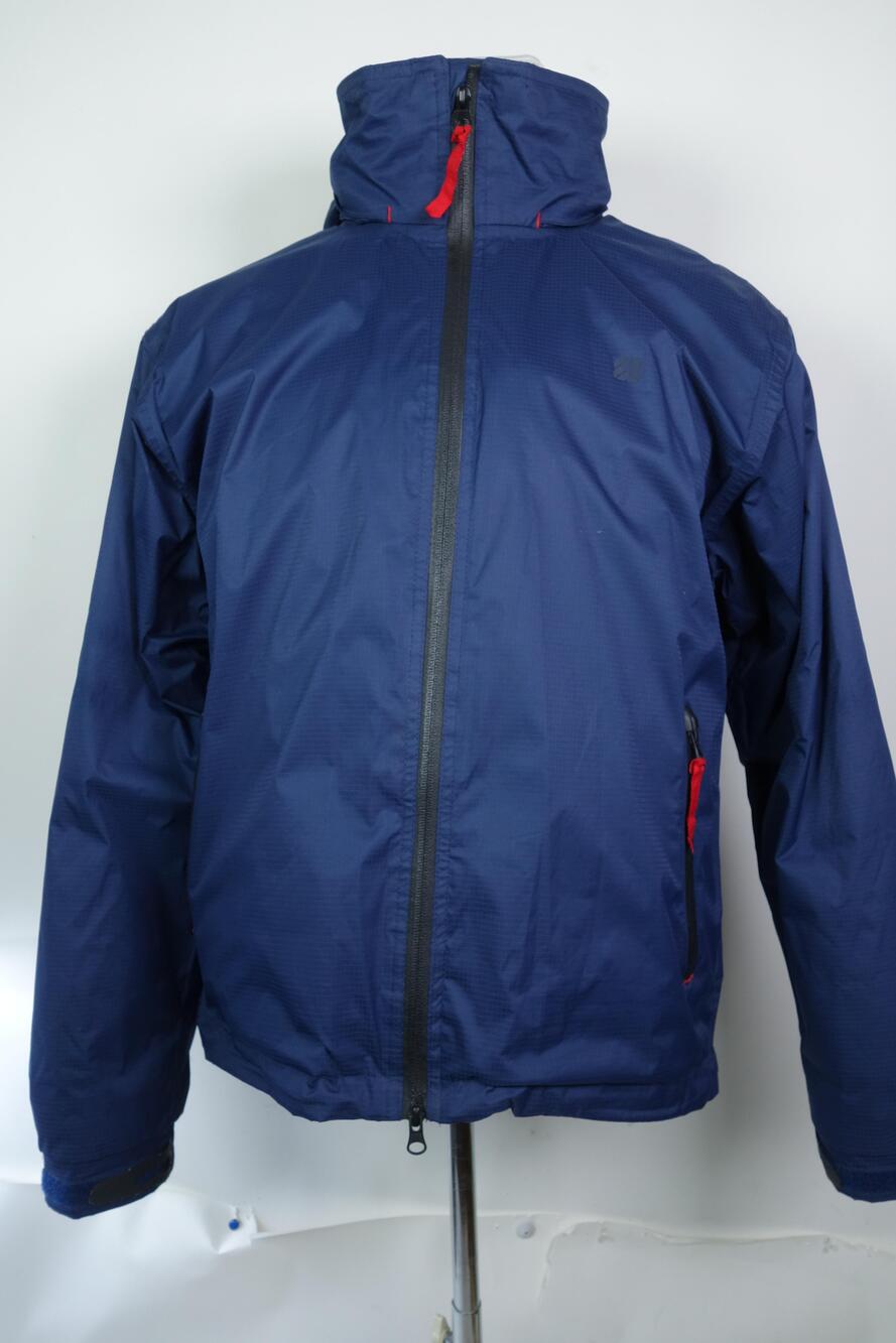 West Marine Jacket Mens Medium Blue Fleece Lined Hooded Sailing Water Resistant